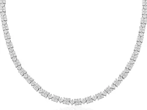 10.18ct t.w. Diamond Statement Tennis Flower Motif Necklace
