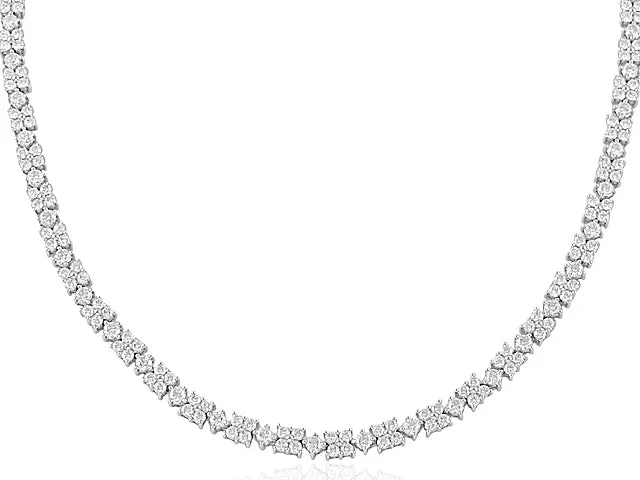 10.18ct t.w. Diamond Statement Tennis Flower Motif Necklace