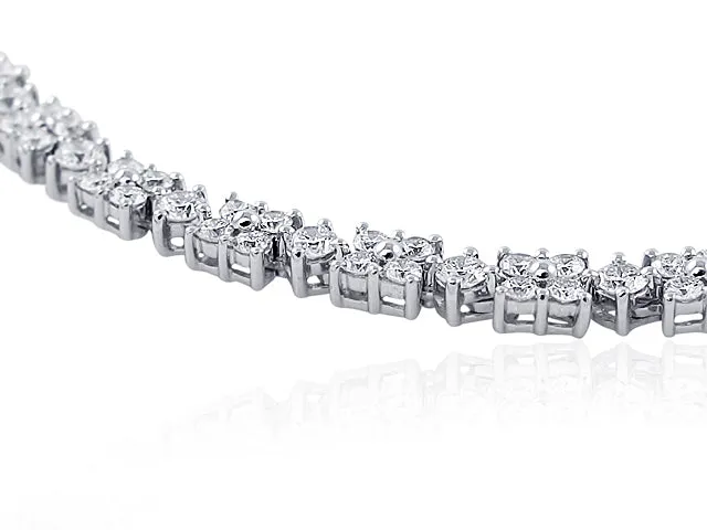 10.18ct t.w. Diamond Statement Tennis Flower Motif Necklace