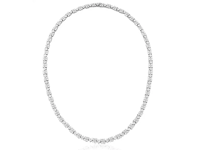 10.18ct t.w. Diamond Statement Tennis Flower Motif Necklace