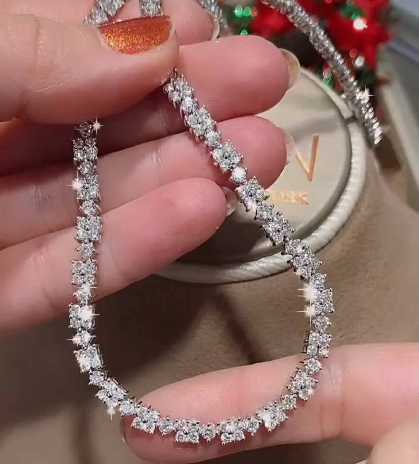 10.18ct t.w. Diamond Statement Tennis Flower Motif Necklace