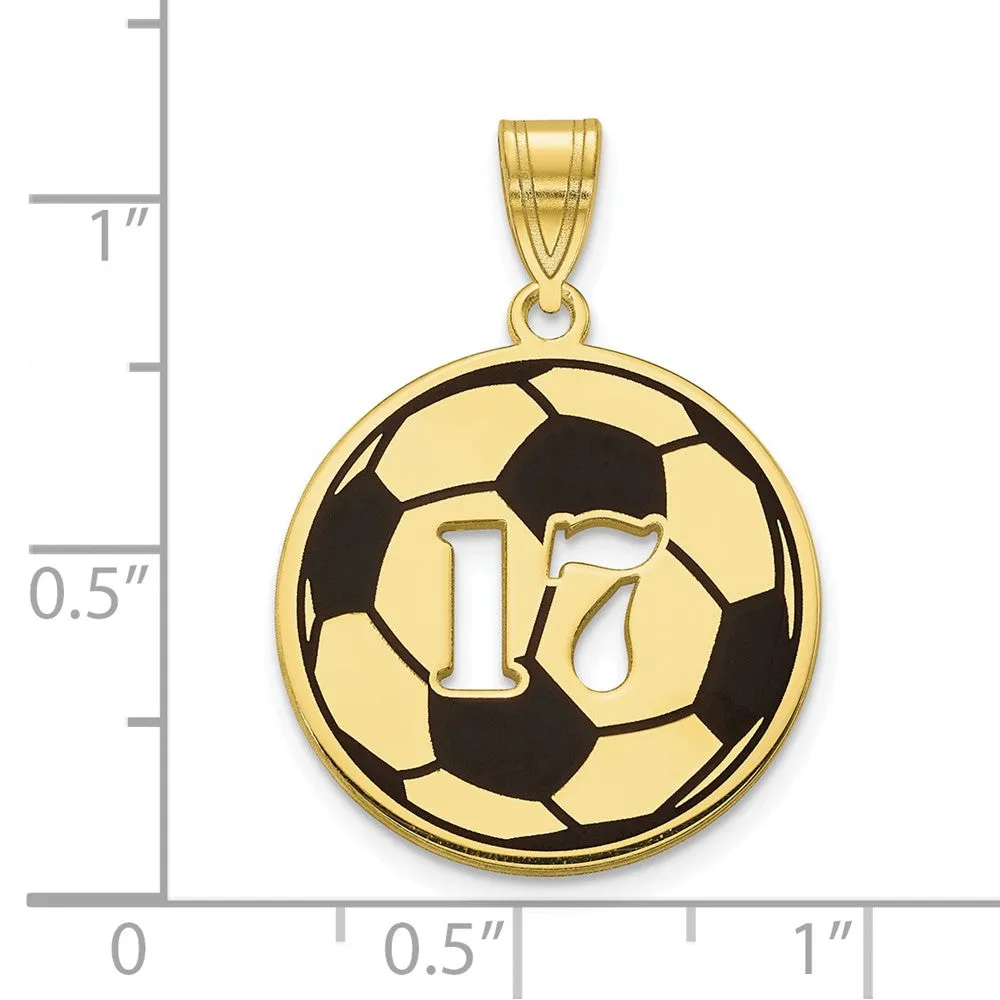10KY Enameled Personalized Soccer Ball with Cut Out Number Pendant