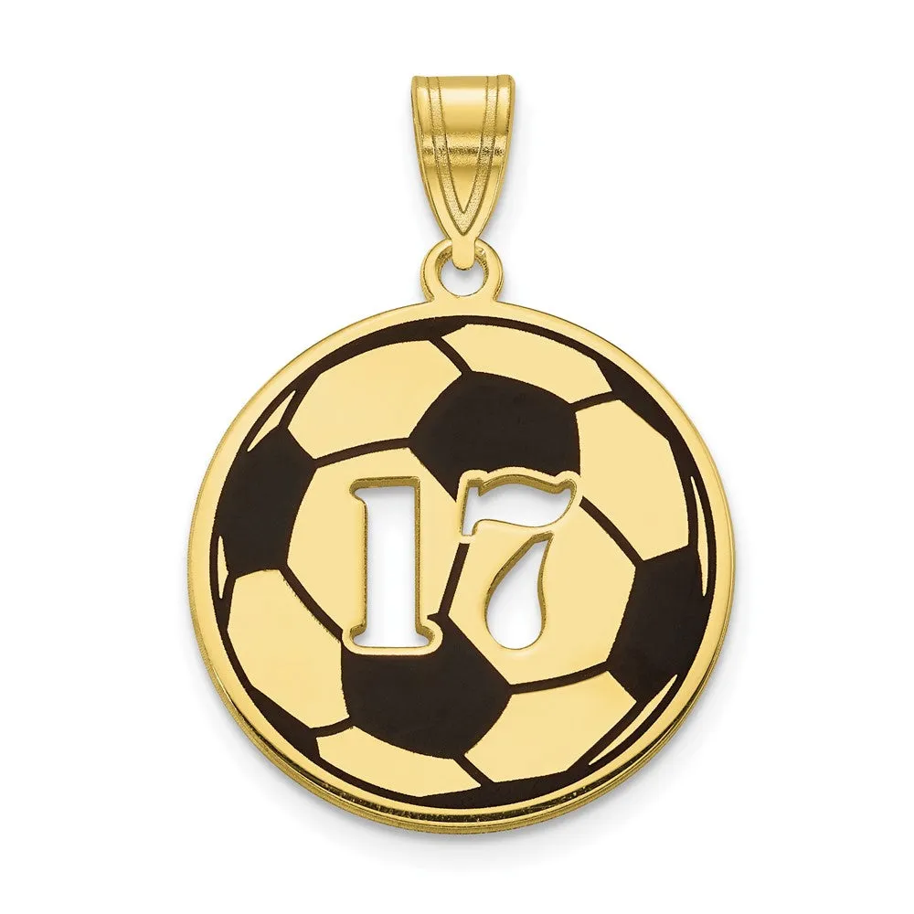 10KY Enameled Personalized Soccer Ball with Cut Out Number Pendant