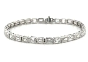 11.23carat Lab Diamond Emerald-cut East West Statement Tennis Bezel-set Bracelet