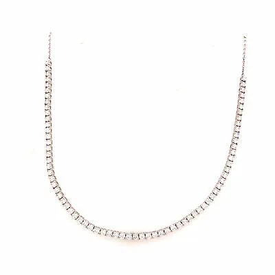 14K Diamond Tennis Adjustable Length Necklace White Gold