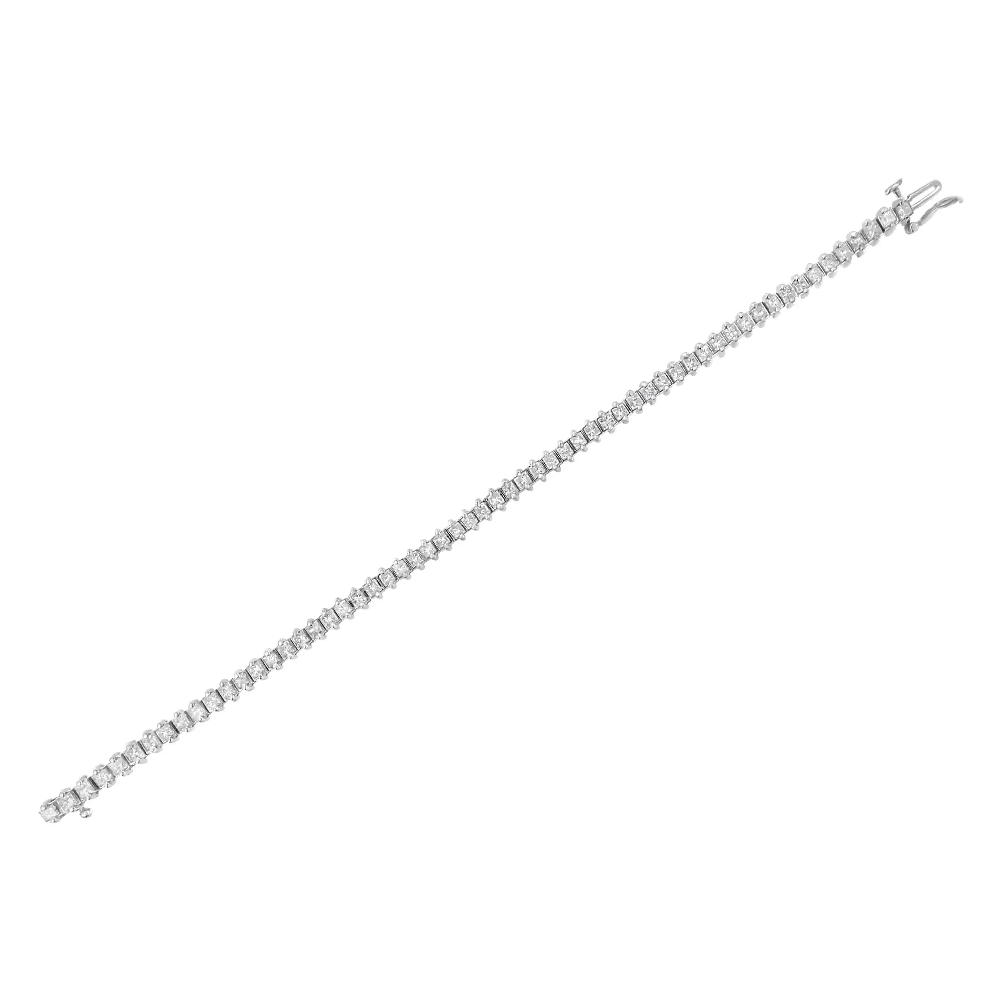 14K White Gold 5.0 Cttw Clarity Enhanced 2 Prong Set Princess-Cut Diamond Tennis Bracelet (H-I Color, I1-I2 Clarity)