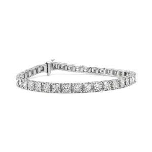 14K White Gold 5.0 Cttw Miracle Set Round-Cut Lab Grown Diamond Illusion 7" Tennis Bracelet (F-G Color, VS2-SI1 Clarity)
