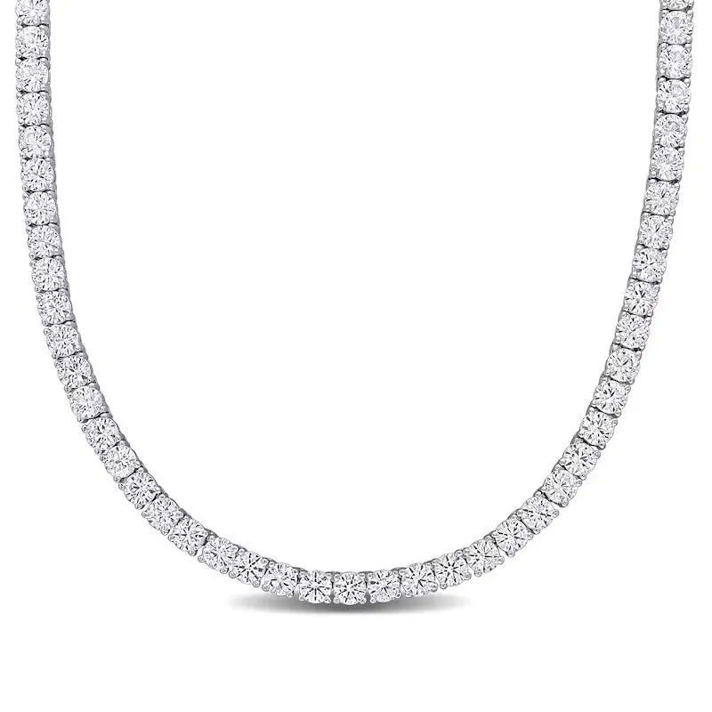 14k White Gold Lab Grown Diamond Tennis Necklace, 20.74ctw
