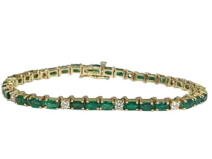 18k Yellow Gold 2.40cttw Emerald & Diamond Tennis Bracelet