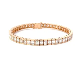 18KT Rose Gold Emerald Cut Tennis Bracelet with 13.03ctw dia...