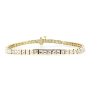 18KT yellow gold channel set tennis bracelet with 5.37ctw pr...