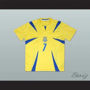 2006-2008 Style Andriy Shevchenko 7 Ukraine National Team Home Yellow Soccer Jersey