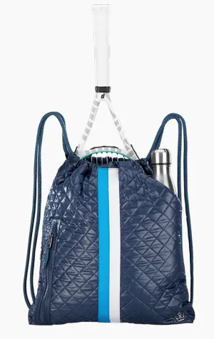 24   7 In a Cinch Backpack - Tennis & Pickleball - Navy Stripe