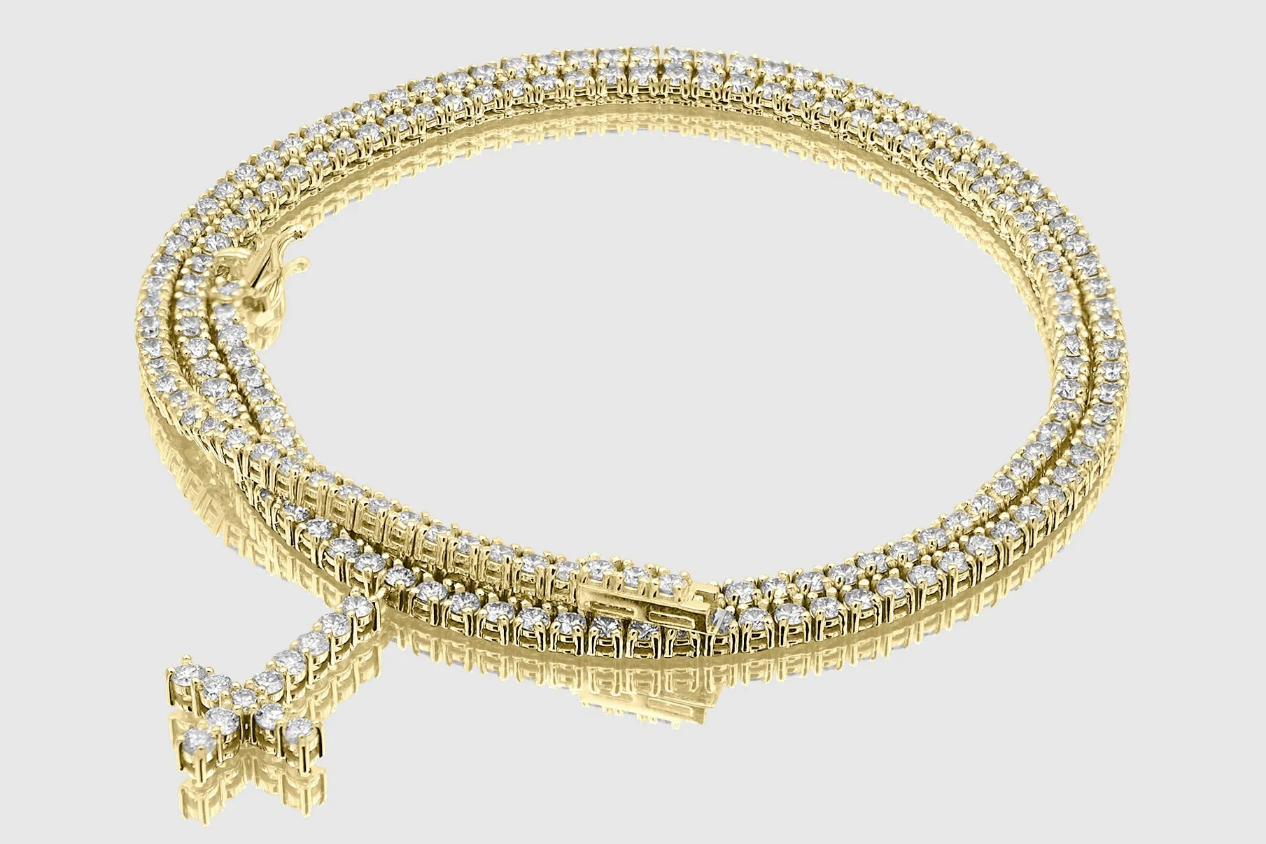 2.5mm 6 pointers Diamond Tennis Chain with Upside Down Cross