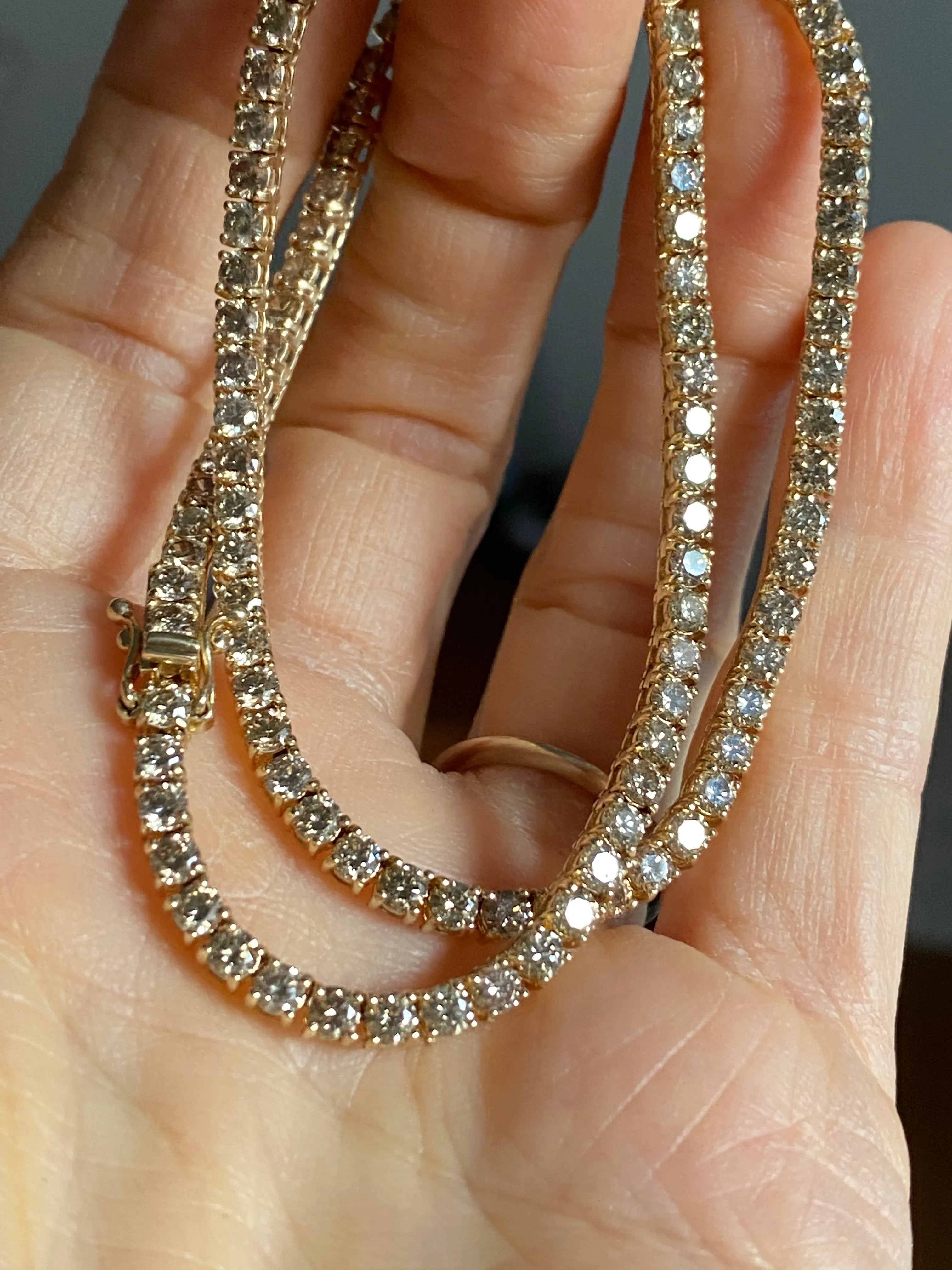 2.9mm Champagne Diamond Tennis Necklace