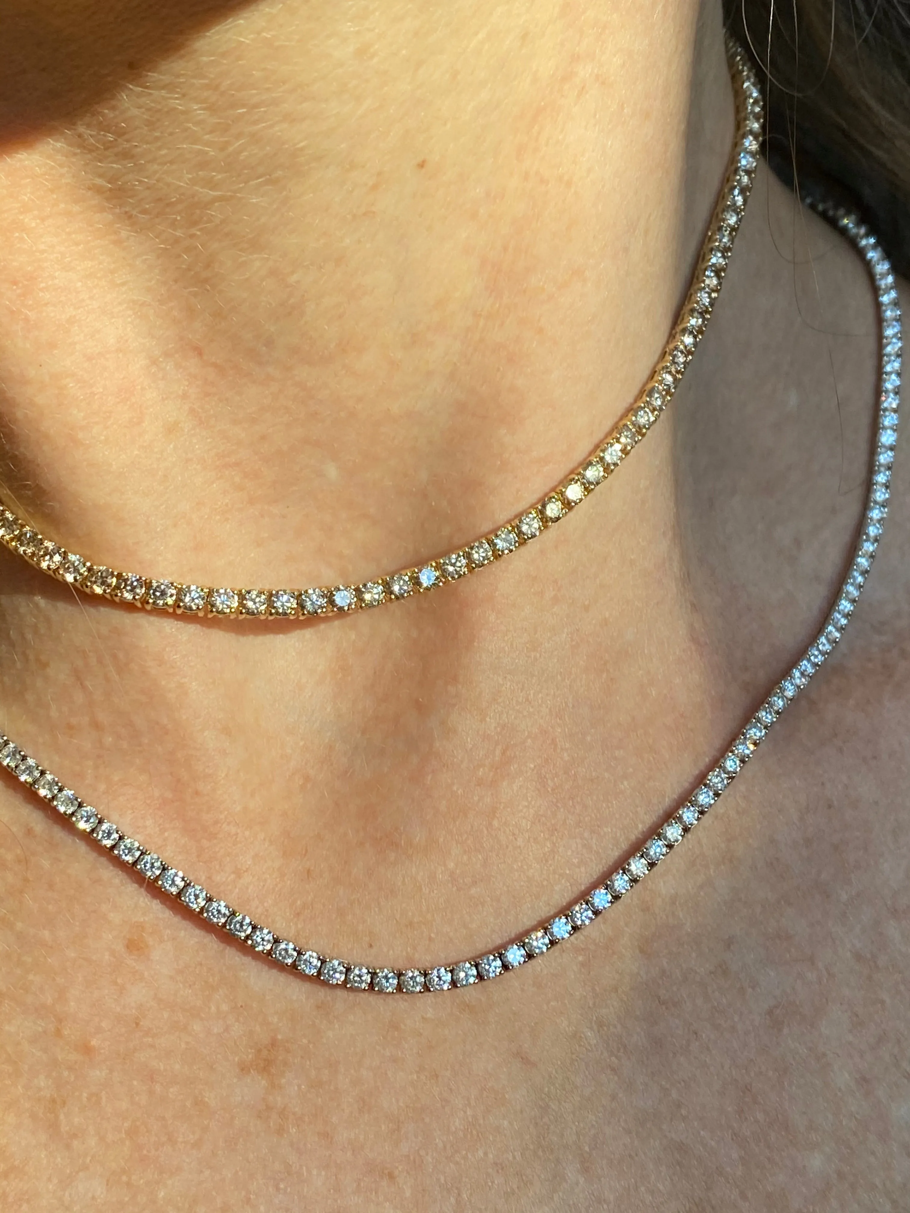 2.9mm Champagne Diamond Tennis Necklace