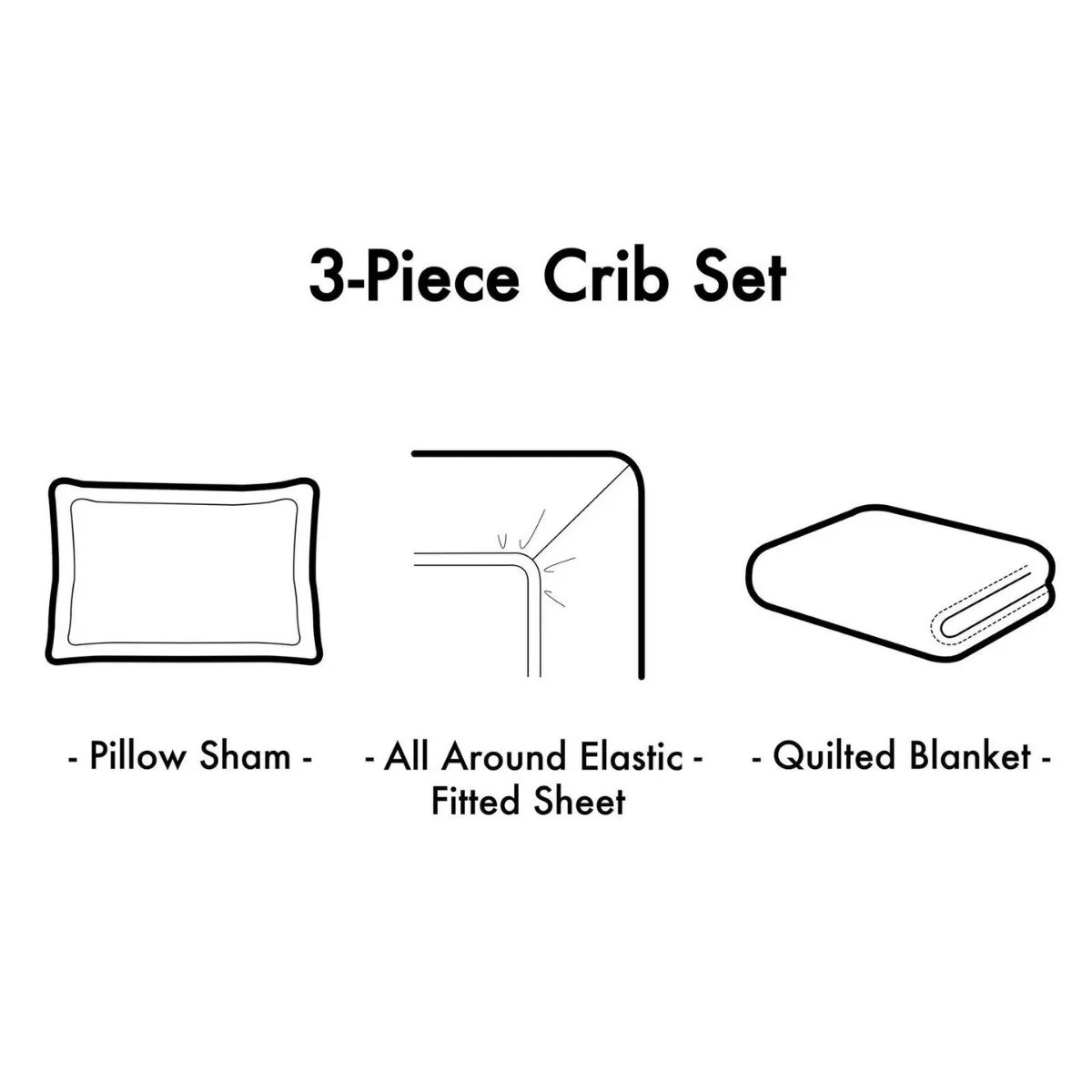 3 Piece Crib Set - Marigold Mixed Gingham