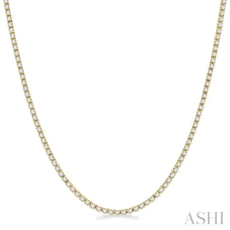 3.00 ctw Round Cut Diamond Tennis Necklace in 14K Yellow Gold