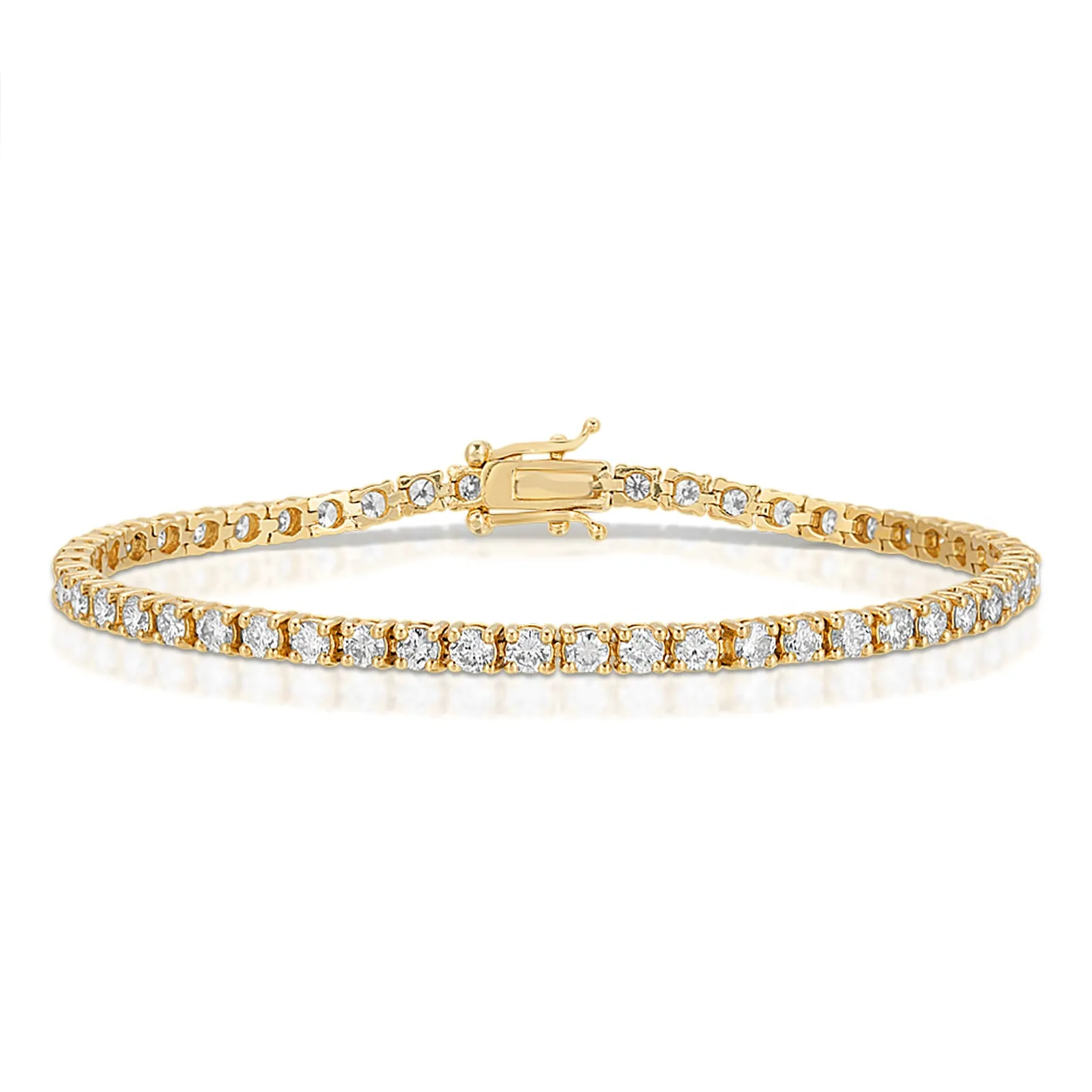 4.51CT Round Cut Diamonds Tennis Bracelet In 14KT Yellow Gold