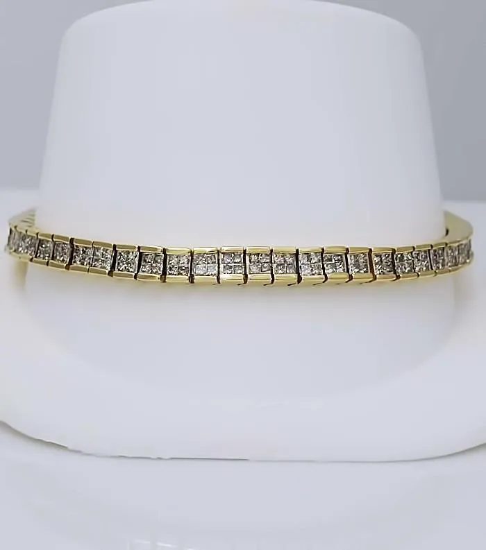 5 CT. T.W. PRINCESS CUT DIAMOND TENNIS BRACELET in 14K YELLOW GOLD