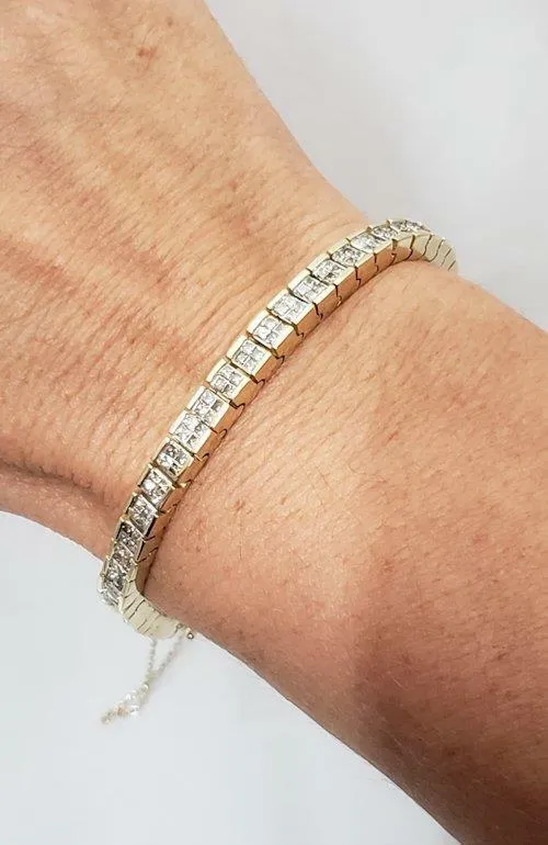 5 CT. T.W. PRINCESS CUT DIAMOND TENNIS BRACELET in 14K YELLOW GOLD