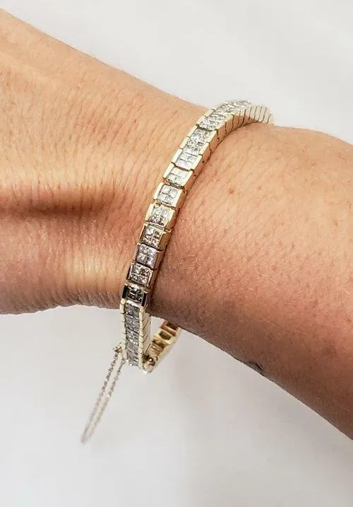 5 CT. T.W. PRINCESS CUT DIAMOND TENNIS BRACELET in 14K YELLOW GOLD
