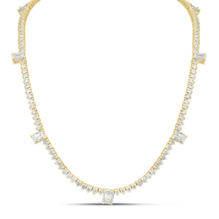 7 Emerald Cut Tennis Necklace