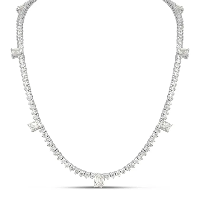 7 Emerald Cut Tennis Necklace