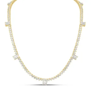 7 Emerald Cut Tennis Necklace