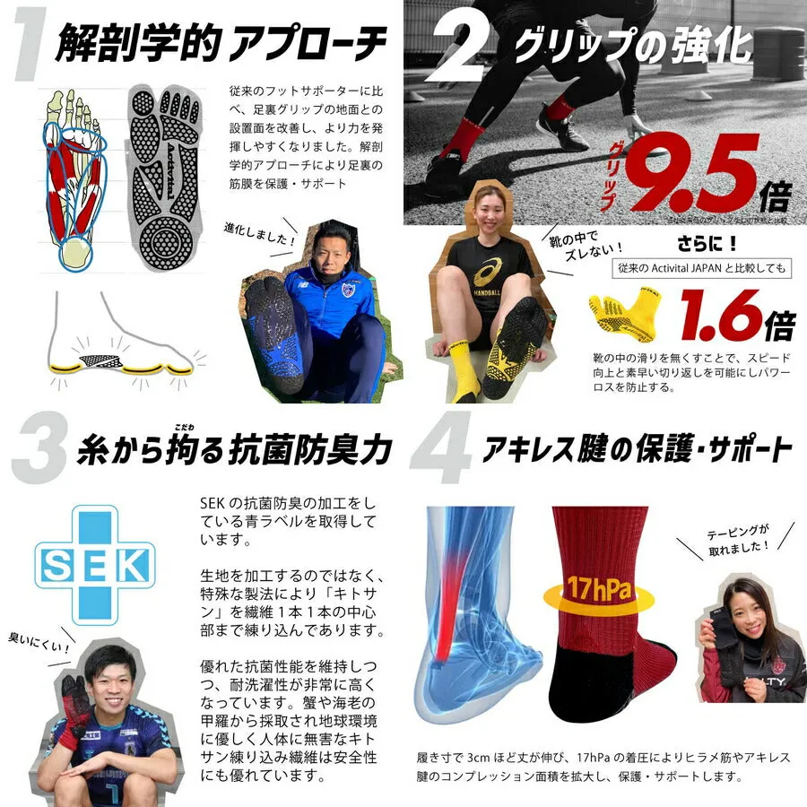 Activital PRO Soccer Socks Activital PRO Foot Supporter Tabi High Performance Anti-Slip Grip Men's Junior
