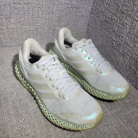 Adidas Alphaedge 4D Run Big Kid's Size 5Y Cloud White Green Running Shoes FW1229