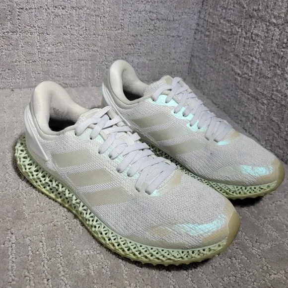 Adidas Alphaedge 4D Run Big Kid's Size 5Y Cloud White Green Running Shoes FW1229