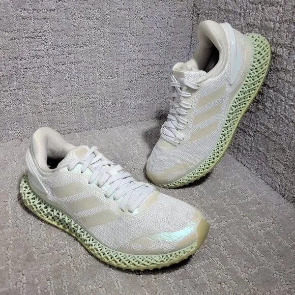 Adidas Alphaedge 4D Run Big Kid's Size 5Y Cloud White Green Running Shoes FW1229