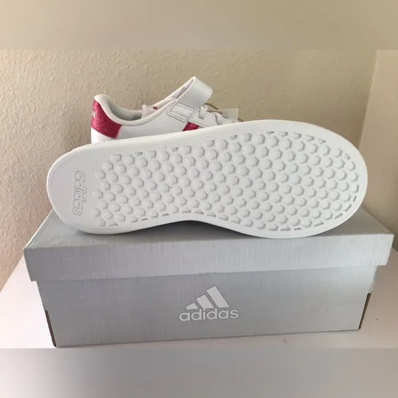 Adidas Grand Court Girls White Pink Magenta Lifestyle Tennis Shoes