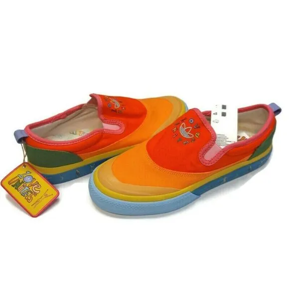Adidas Originals Mens Size 8 Nizza Slip On Pride Sneakers Shoes Orange GW2421