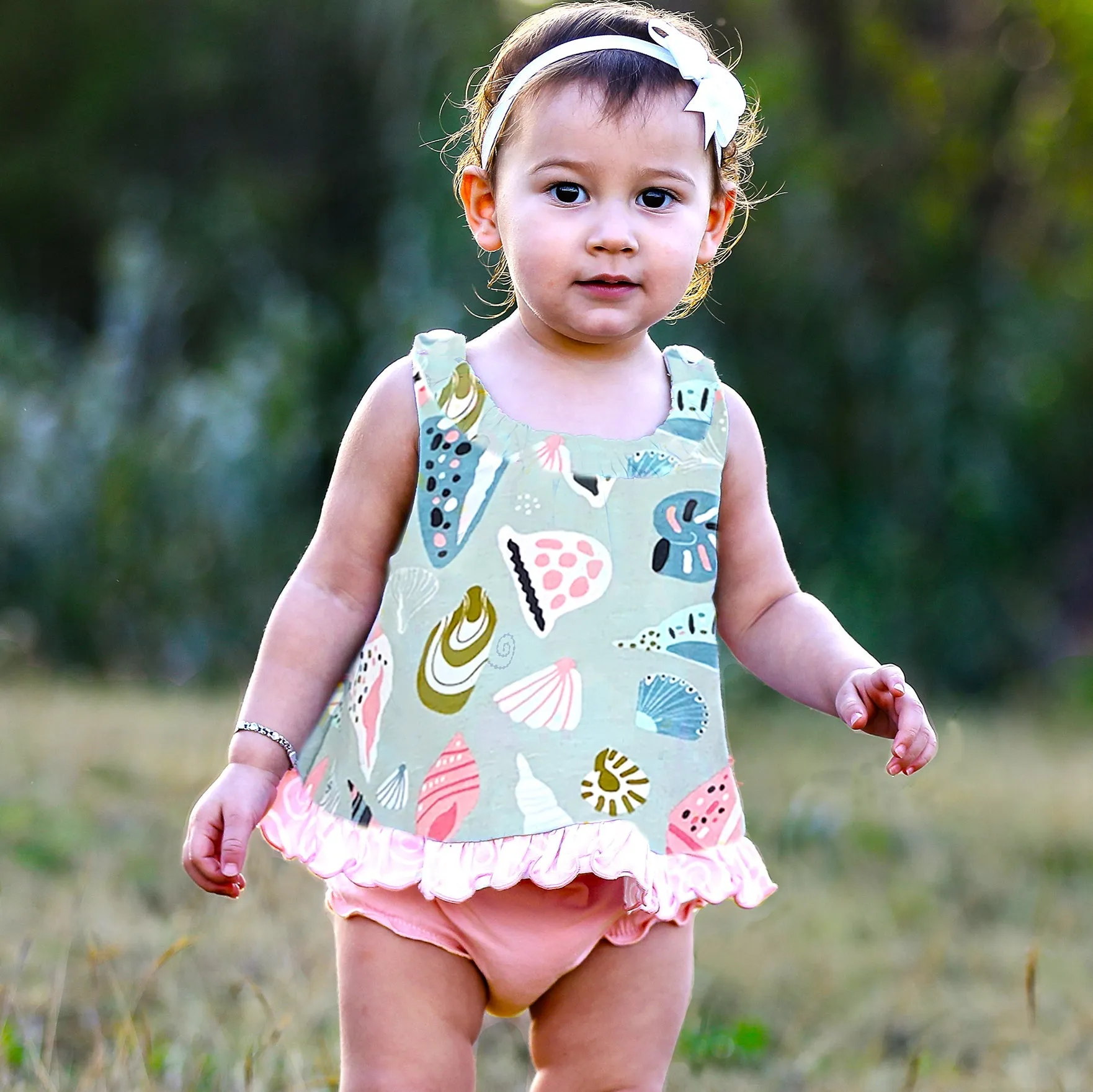 AnnLoren Baby and Big Girls Seashell Swing Tank Top Spring Summer Separates