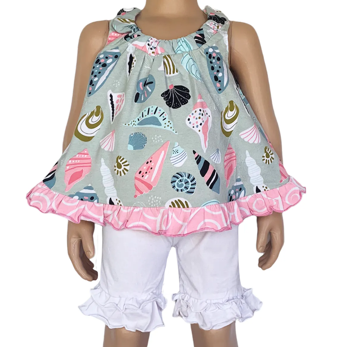 AnnLoren Baby and Big Girls Seashell Swing Tank Top Spring Summer Separates