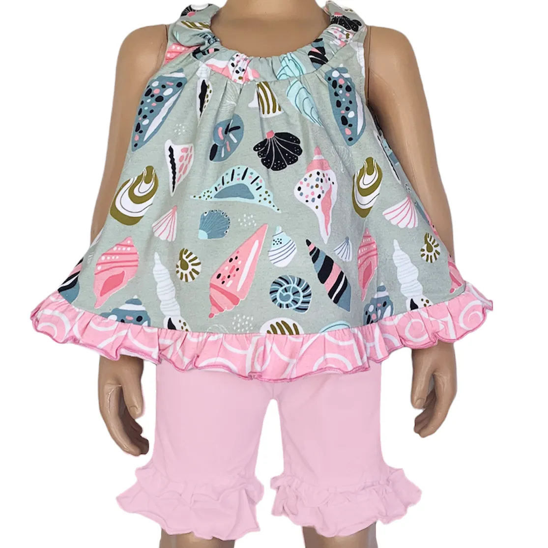AnnLoren Baby and Big Girls Seashell Swing Tank Top Spring Summer Separates