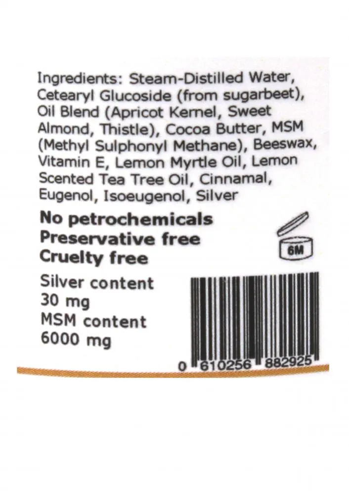 Argentum Plus Silver-MSM Cream with Lemon Myrtle and Lemon Scented Tea Tree 30ml