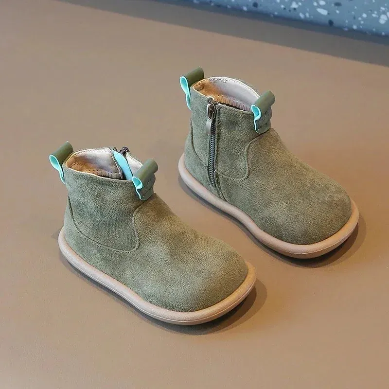 Autumn Winter Baby Boys Girls Boots Oxford Suede Children Casual Shoes Outdoor Anti-slip Infant Shoes Plush Kids Ankle Boots