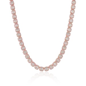 Baguette Clustered Tennis Chain - 8mm Rose Gold