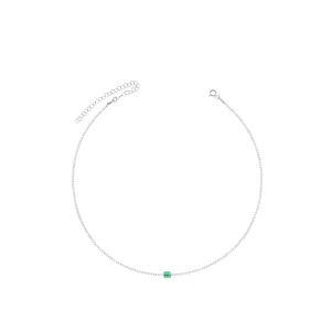 Baguette Cut Tennis Choker - Silver Green And White - One Baguette