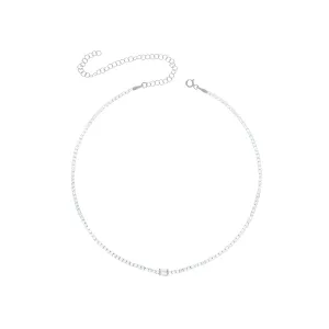 Baguette Cut Tennis Choker - Silver White - One Baguette