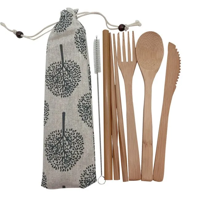Bamboo Eco-Friendly Cutlery Set ideal for Travel