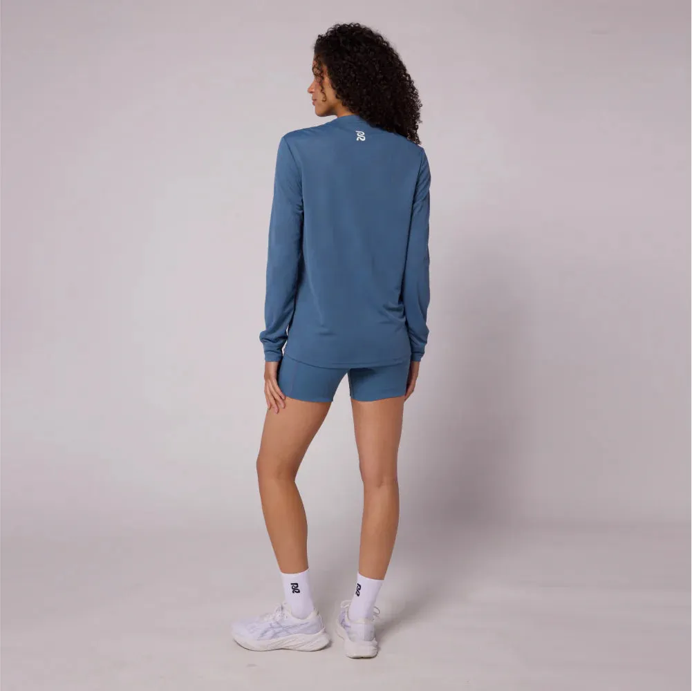 Bandit Running: Cheque Jacquard LS - Steel Blue (Unisex)