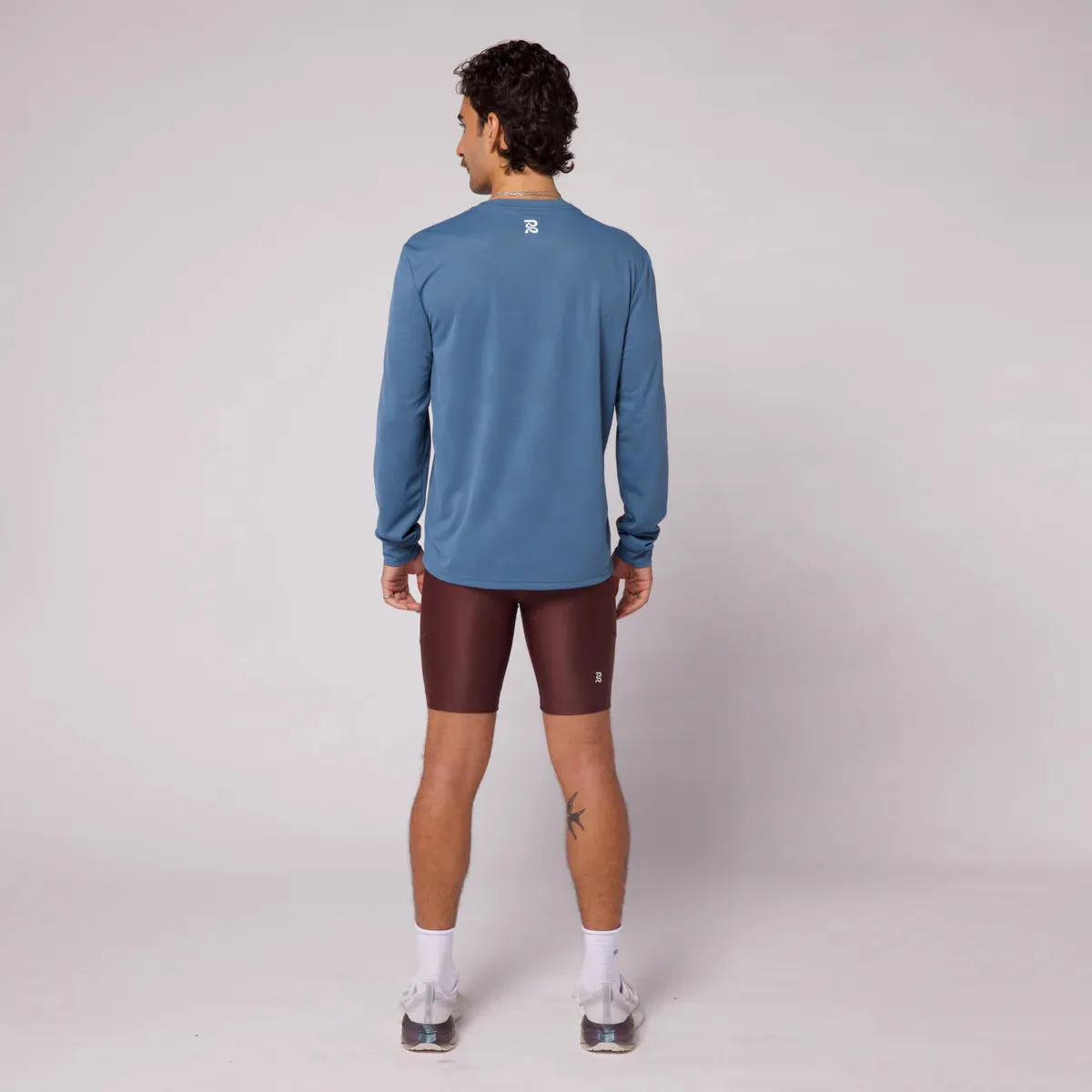 Bandit Running: Cheque Jacquard LS - Steel Blue (Unisex)