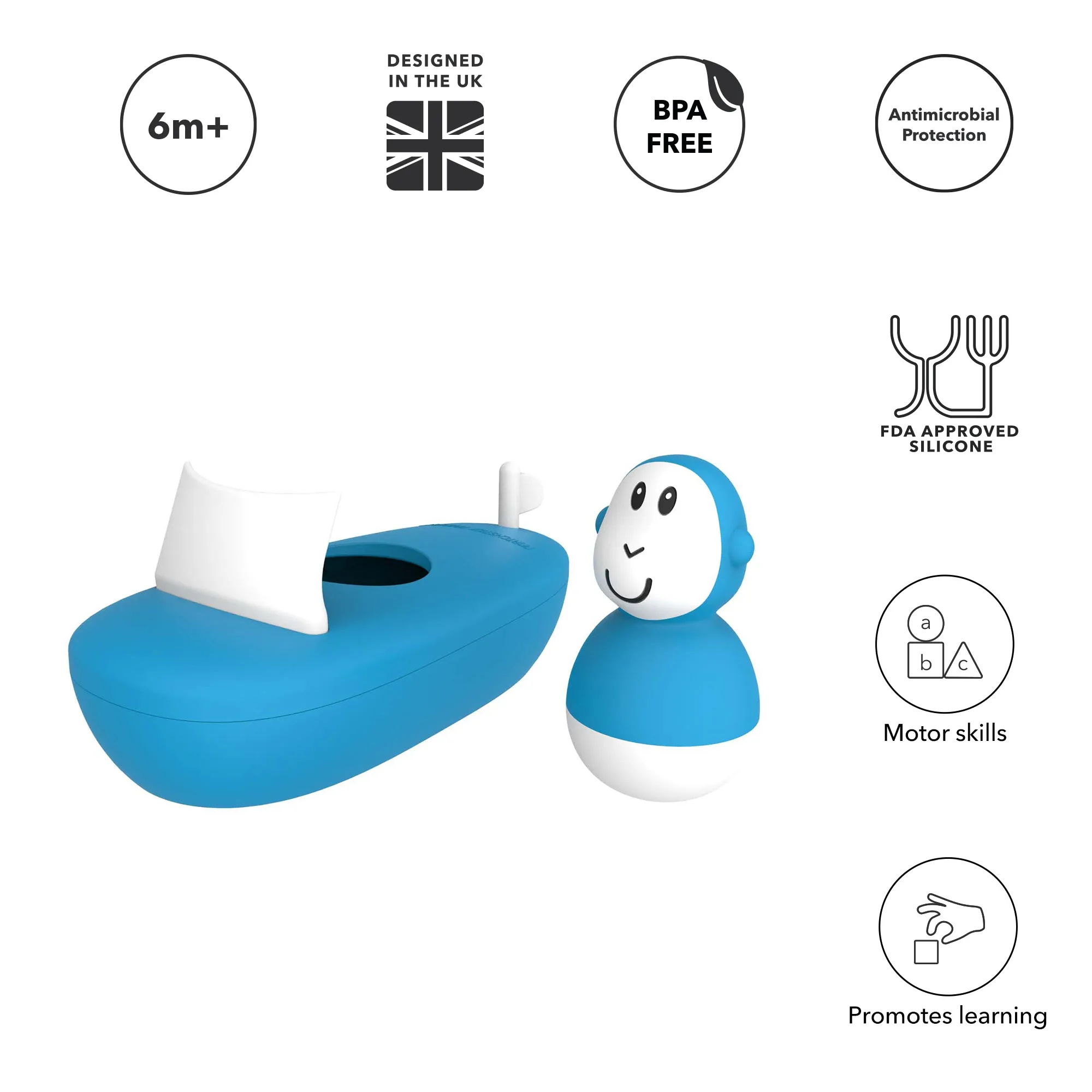 Bath Toy Boat Set - blue