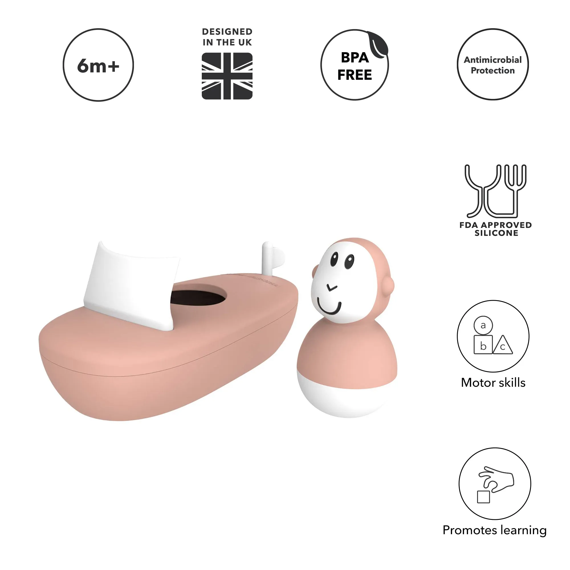 Bath Toy Boat Set - Dusty Pink