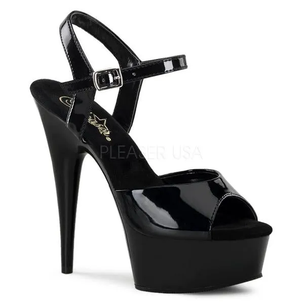 Black - 6" Stiletto with Strap - Size