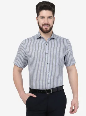 Blue Striped Regular Fit Formal Shirt | JadeBlue